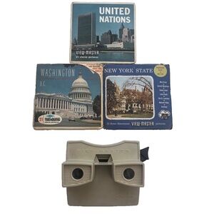 Vintage Sawyers View-Master Stereoscope With 9 Slides, New York/Washington/UN